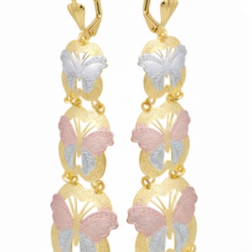 Monarca butterflies three colors 18k of gold plated